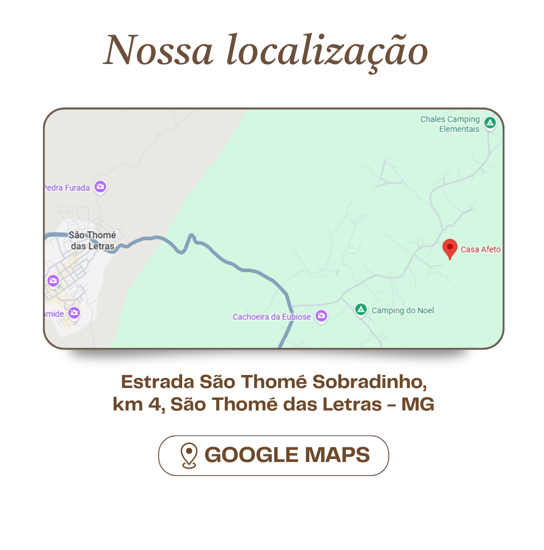 Mapa de localização da Casa Afeto em São Thomé das Letras